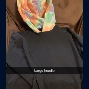 Men’s large tie-dye hood and black hoodie